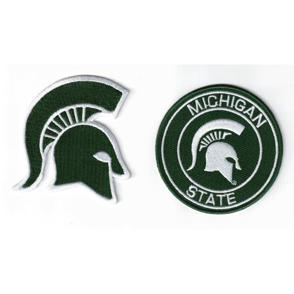 Unbranded Other - (2) Michigan State Spartans Team Logos Embroidered 3in Iron / Sew-On Patch
